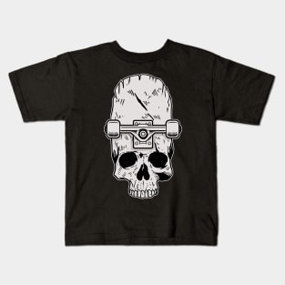 Skateboard Wheels Real Skull Skateboarding Gift Kids T-Shirt